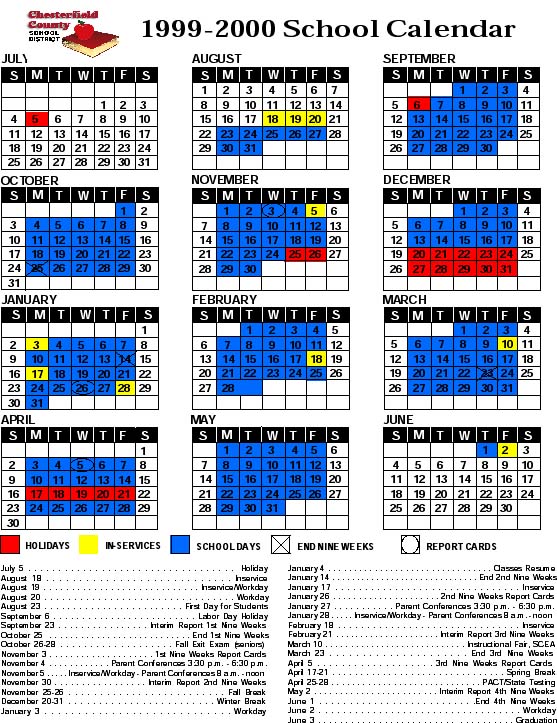 Chesterfield County School Calendar